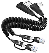 Right Angle USB C Coiled Cable 1ft 2Pack, 20Gbps USBC 3.2 Gen 2 Data Cable 4K Video Output, Short...