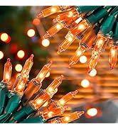 Hopolon Orange Halloween Lights, 2PACK 13ft 50 Orange Lights String,120V UL Certified Orange Stri...