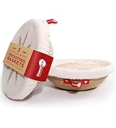 KneadAce Cotton Rope Banneton Bread Proofing Basket Set, 2 x Round Bread Basket with Liners & Cov...
