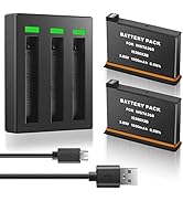 Replacement for Insta360 ONE X2 Battery (2Pack 1800mAh), and 3-Channel Mircro USB Battery Charger...