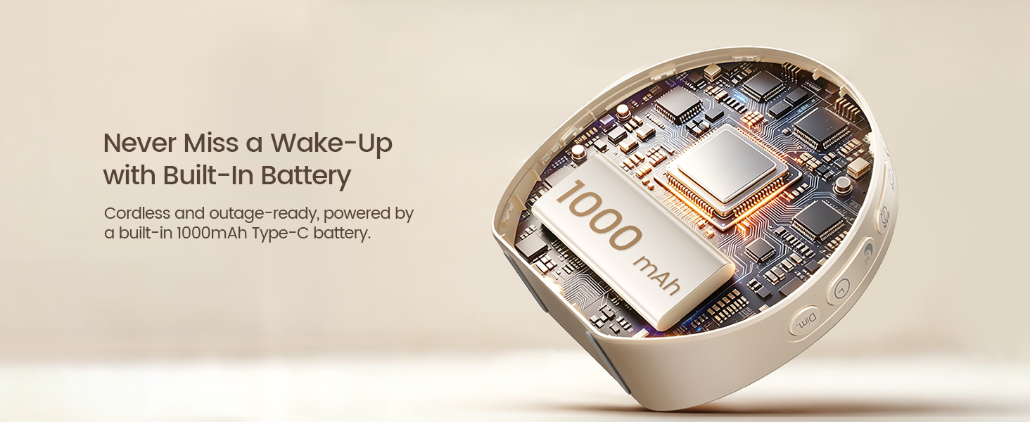Glocusent N17 Natural Light Alarm Clock With Battery