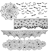 CCINEE 124PCS Halloween Decoration Set,Spider Web Table Runner Round Cloth Fireplace Mantle Scarf...