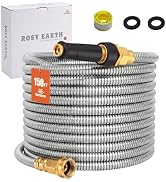 Rosy Earth Metal Garden Hose 150 FT - 304 Stainless Steel Water Hose 150 FT - Expandable Short Fl...