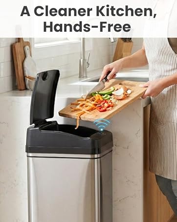 A cleaner kitchen. hands-free with iTouchless Sensor Cans