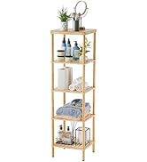 AmazerBath 5-Tier Bamboo Bathroom Shelf, Bathroom Standing Shelves, Multifunctional Shelving Unit...