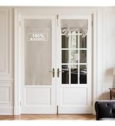 NICETOWN Linen 100% Blackout Door Curtains for French Front Door, Farmhouse Privacy Thermal Insul...