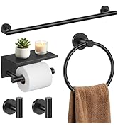 TURS Matte Black 5-Piece Bathroom Hardware Set Towel Bar Set SUS304 Stainless Steel Towel Racks f...