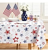 AnyDesign Patriotic Tablecloth 60 x 104 Inch Rectangle America Stars Table Cloth 4th of July Wash...