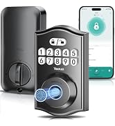 Ulecoce Y58 Keyless Entry Fingerprint Door Lock for Front Door, Matte Black | 5-in-1 Keypad Deadb...