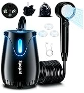 Spopal Portable Shower for Camping, 8000mAh Rechargeable Camping Shower Pump, LED Display Temp & ...