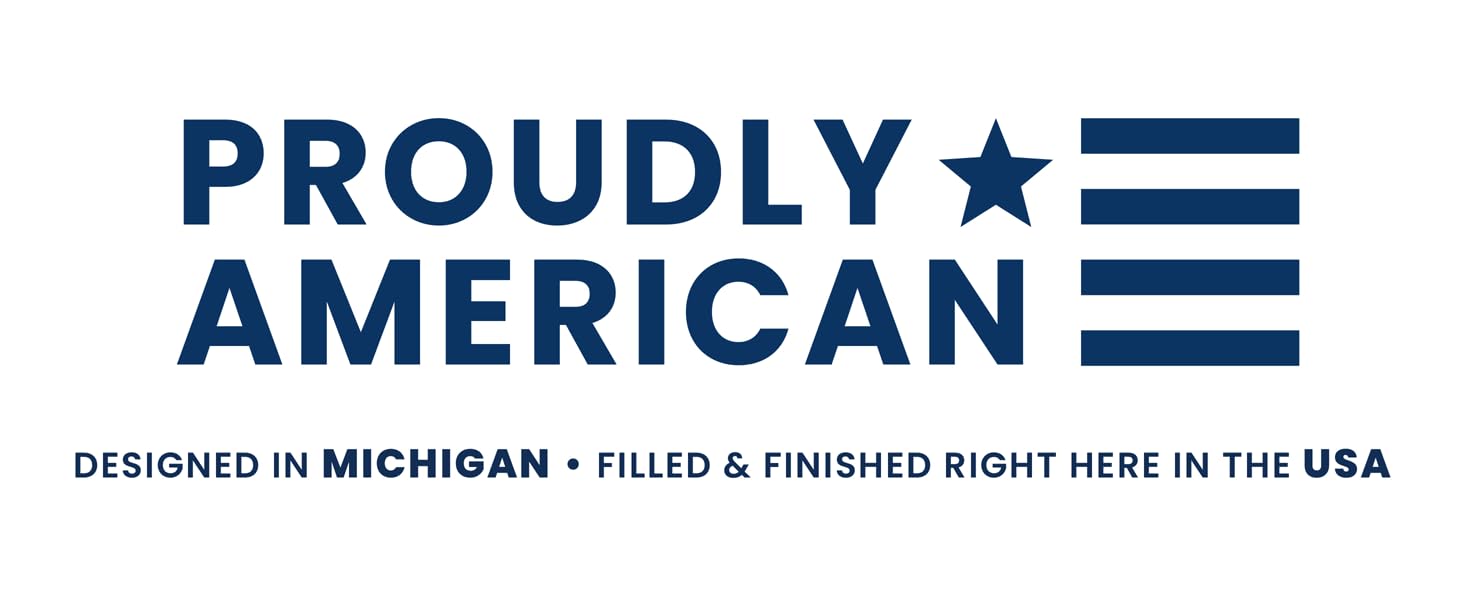 Outdoor cushions, designed in Michigan, filled and finished in USA, American