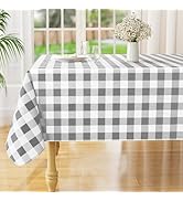misaya Rectangle Waterproof Vinyl Table Cloth, Buffalo Flannel Backed Tablecloth, Wipeable Plasti...