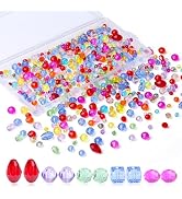 XIANNVXI 800 Pcs Glass Beads for Jewelry Making Multicolor Assorted Crystal Beads with Box Glass ...