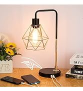 COTULIN Touch Control Black Gold Table Lamp,Modern Industrial Desk Lamp with 2 USB Charging Ports...