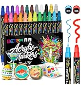 Betem 24 Colors Dual Tip Acrylic Paint Pens Markers, Fabric Decorating Kits Premium Water-Based A...