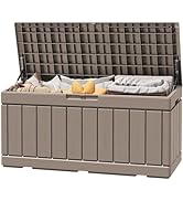 Greesum 82 Gallon Resin Deck Box Large Outdoor Storage for Patio Furniture, Garden Tools, Pool Su...