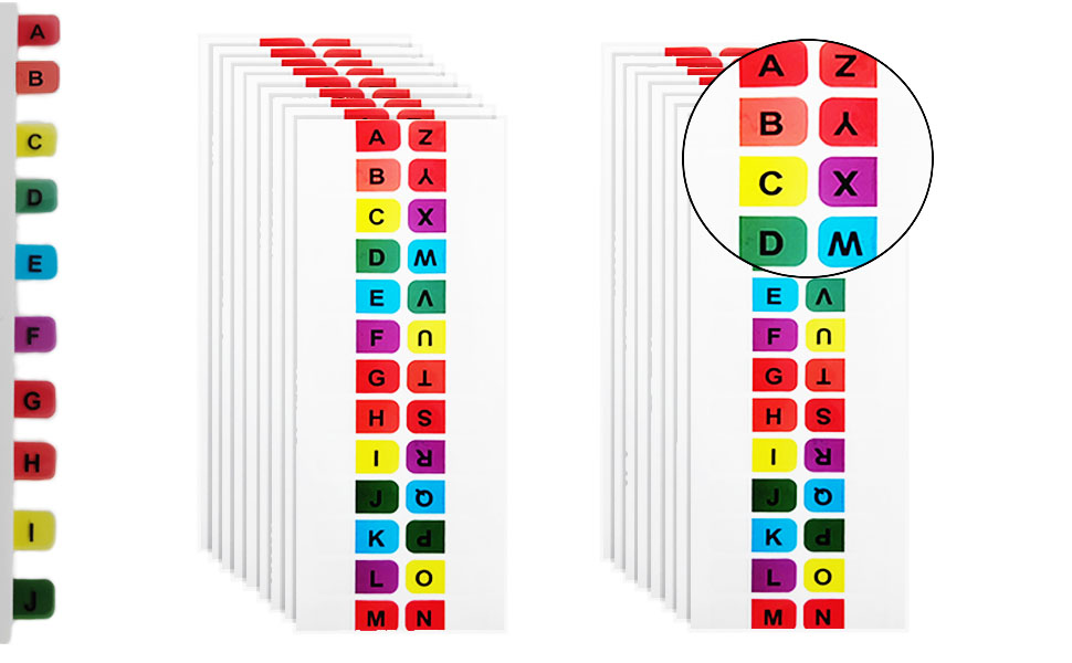 Colored Alphabetical Tab Indexes
