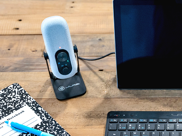 Go talk microphone on a computer desk