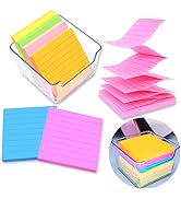 6 Pads Pop Up Sticky Notes with Lined 3x3 inch Refills,6 Bright Color Accordion Sticky Notes with...