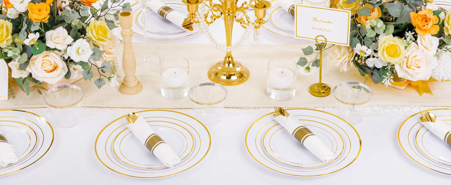 gold disposable tableware