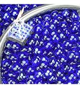 NUPICK 10LB Fire Pit Glass Rocks, 1/2" Cobalt Blue Glass Beads for Vases | Clear Fire Glass for P...