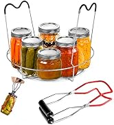 KORCCI 12in Stainless Steel Canning Rack with Contour Handles, Holds 7 Pint or 6 Quart Jars in Pr...