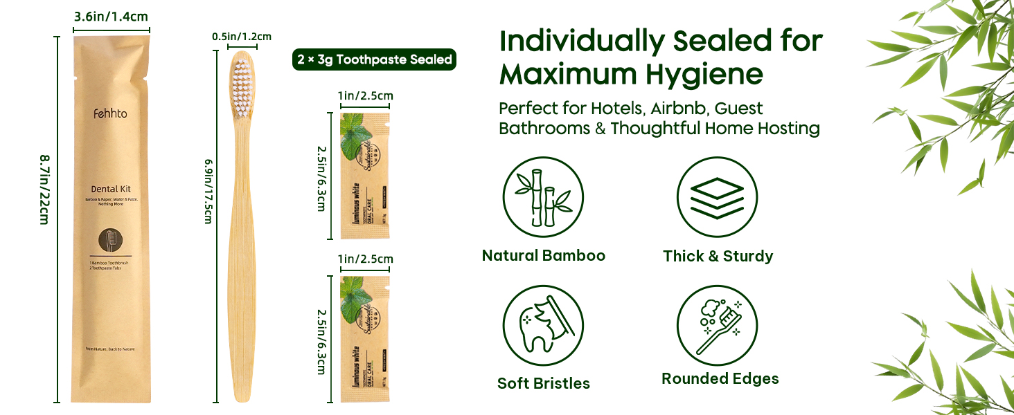 Bamboo Toothbrushes Kit Bulk