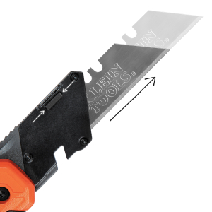 Quick-release button for fast, tool-free blade changes