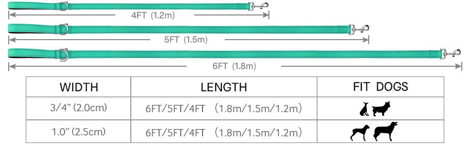 dog leash size chart