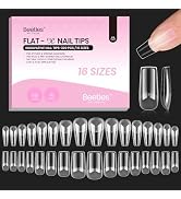 Beetles Gel Nail Tips Flat-X - Square Coffin Medium, 320pcs 16 Sizes, Pre-Etched Half Matte Full ...