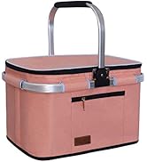LIQING 35L Large Picnic Basket 2 Layers of Internal Pockets Leak-Proof and Insulated Folding, Int...