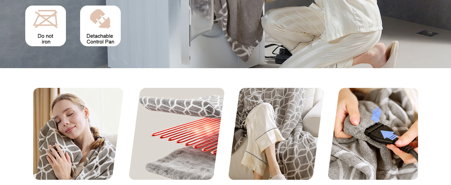 Electric Blanket with Built-in Button Controller 50"x60"