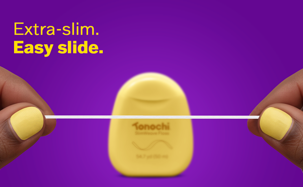 Tonochi SlimWeave Flat Dental Floss — smooth glide for tight teeth, easy reach, plaque removal.