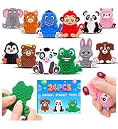 Silicone Sensory Fidget Toys for Kids Toddlers, 24 Pack Animal Texture Stress Relief Toys for Kid...