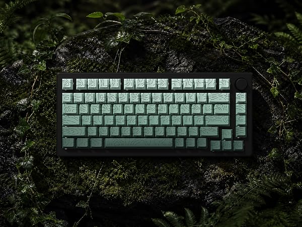 Shine Through keycaps,Double Shot PBT keycap,Topographic