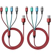 Multi Charging Cable 4A, Multi Charger Cable Nylon Braided 4 in 1 Charging Cord USB Cable Fast Ch...