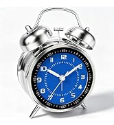Noubnea 4.5Inch Analog Alarm Clock for Heavy Sleepers Adults, Metal Twin Bell Loud Alarm Clocks B...