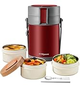 TTrpuon 82oz Thermos For Hot Food container 8 Hours, 3 Tier Wide Mouth Insulated Food Container, ...