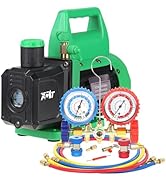 PB Motor Tech Vacuum Pump & Gauge Set, 4.5 CFM Pump w/Brass Manifold Gauge, Quick Couplers, 410 A...