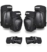 KEYSDEX Adult/Kids 6 in 1 Protective Gear Set, Breathable Comfortable PP Shell EVA Cushion Knee E...