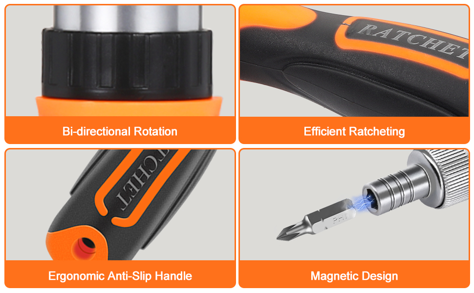 ratcheting screwdriver set, ratchet screwdriver set with bits magnetic, socket driver,