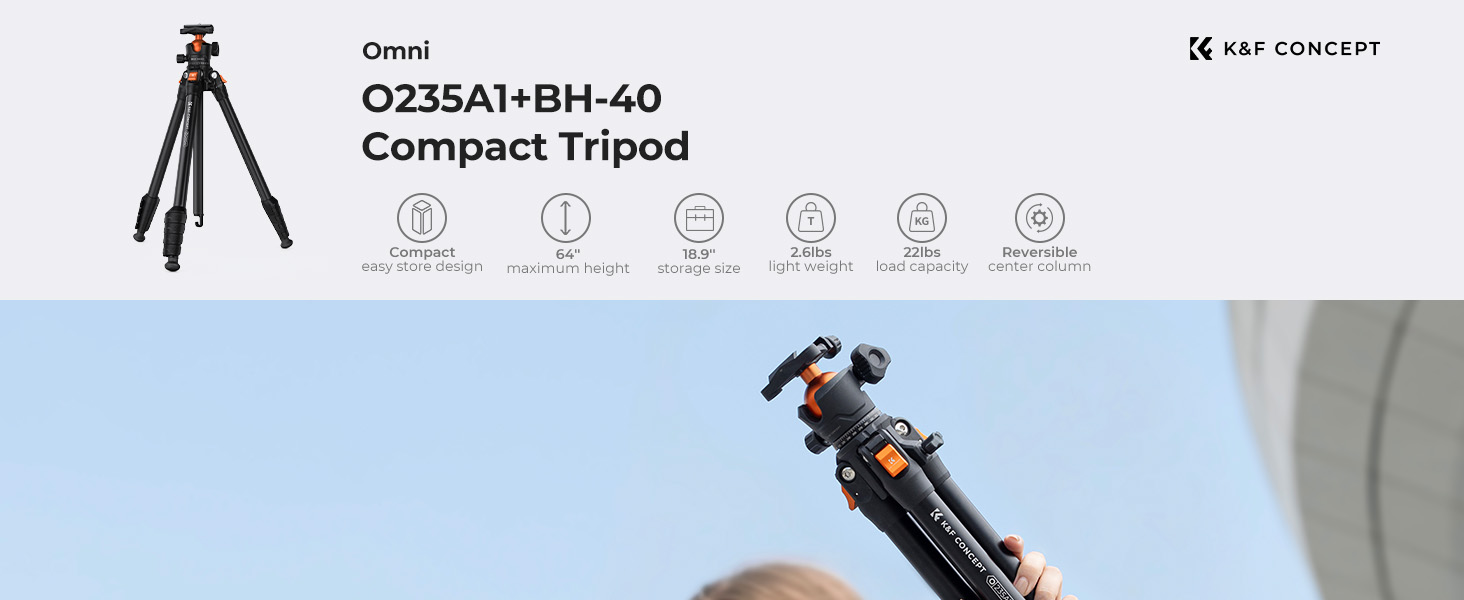 63" Aluminum Travel Tripod for Camera with Phone Holder