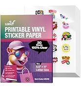 Uinkit 100% Clear Printable Vinyl Sticker Paper - Letter Size (8.5"x11") | Vivid Colors, Self-Adh...
