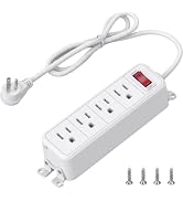 FENJIKRONIX 4 Outlet Small Power Strip, White, Mountable, 6 ft Cord | Wall Mount, Overload Protec...