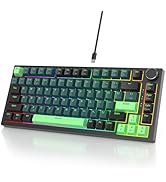 Owpkeenthy 75 Percent Gaming Keyboard Gasket Mounted with Knob,82 Key Mechanical Keyboard Hot Swa...