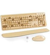 UBOTIE Ergonomic Wireless Keyboard and Mouse Combo with Phone Holder Wrist Rest, Round Colorful K...