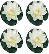 4 Pcs Artificial Floating Foam Lotus Flower with Water Lilys Pad Ornanments,Lifelikes Fake Lotus ...