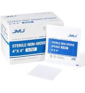 JMU 100 Count Gauze Pads 4x4 Sterile, 8-Ply, Individually Wrapped, Non-Woven Disposable Medical G...