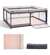 Baby Playpen with a Mat, 50"x50" Large Playpen for Babies and Toddlers, Small Baby Play Pens, Ind...