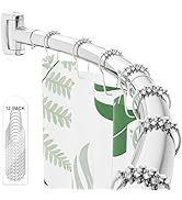ENJOYBASICS Curved Shower Curtain Rod with Shower Rings, 35-77 Inches Adjustable Round Bathroom R...